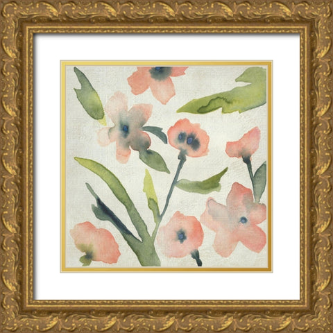 Blush Pink Blooms II Gold Ornate Wood Framed Art Print with Double Matting by Zarris, Chariklia