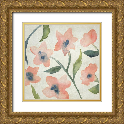 Blush Pink Blooms III Gold Ornate Wood Framed Art Print with Double Matting by Zarris, Chariklia