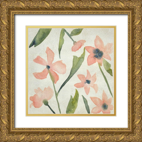 Blush Pink Blooms IV Gold Ornate Wood Framed Art Print with Double Matting by Zarris, Chariklia