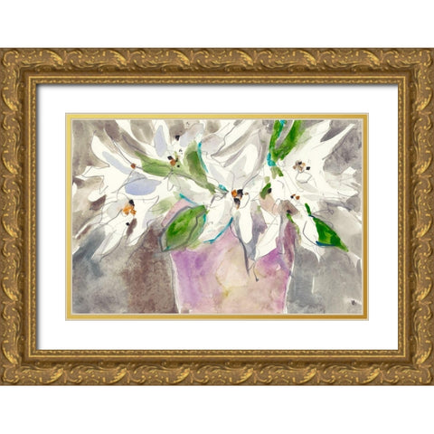 Magnolia Charm I Gold Ornate Wood Framed Art Print with Double Matting by Dixon, Samuel