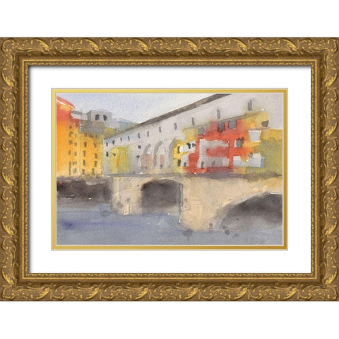 Along the Seine IV Gold Ornate Wood Framed Art Print with Double Matting by Dixon, Samuel