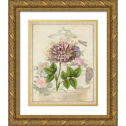 Vintage Rose Bookplate Gold Ornate Wood Framed Art Print with Double Matting by Vision Studio