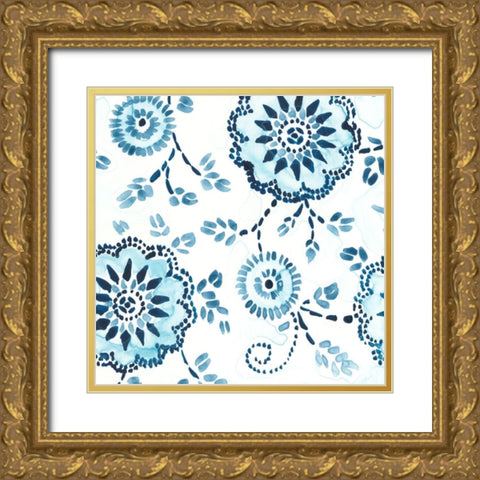 Indigo Sampler II Gold Ornate Wood Framed Art Print with Double Matting by Vess, June Erica