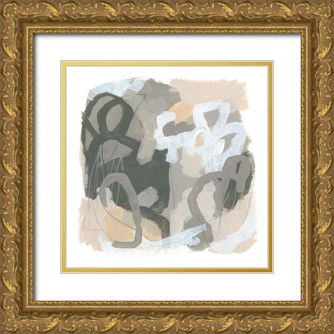 Neutral Cartography III Gold Ornate Wood Framed Art Print with Double Matting by Vess, June Erica