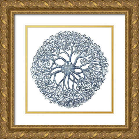 Navy Ocean Gems I Gold Ornate Wood Framed Art Print with Double Matting by Vision Studio