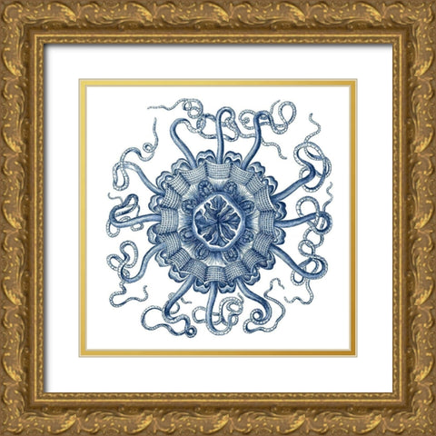 Navy Ocean Gems II Gold Ornate Wood Framed Art Print with Double Matting by Vision Studio