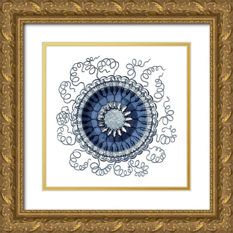 Navy Ocean Gems III Gold Ornate Wood Framed Art Print with Double Matting by Vision Studio