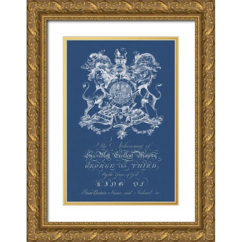 Heraldry on Navy I Gold Ornate Wood Framed Art Print with Double Matting by Vision Studio