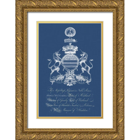 Heraldry on Navy III Gold Ornate Wood Framed Art Print with Double Matting by Vision Studio