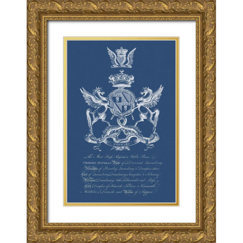 Heraldry on Navy IV Gold Ornate Wood Framed Art Print with Double Matting by Vision Studio