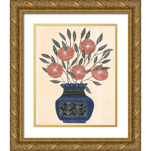 Vase of Flowers I Gold Ornate Wood Framed Art Print with Double Matting by Wang, Melissa