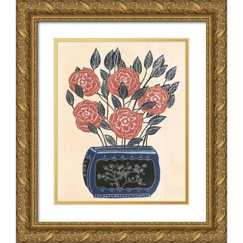 Vase of Flowers II Gold Ornate Wood Framed Art Print with Double Matting by Wang, Melissa