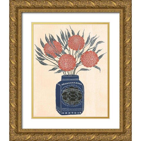 Vase of Flowers IV Gold Ornate Wood Framed Art Print with Double Matting by Wang, Melissa