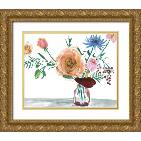 Celebration Bouquet IV Gold Ornate Wood Framed Art Print with Double Matting by Wang, Melissa