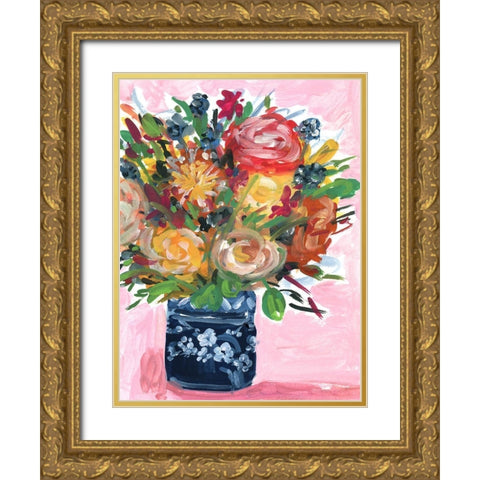 Bouquet in a vase II Gold Ornate Wood Framed Art Print with Double Matting by Wang, Melissa