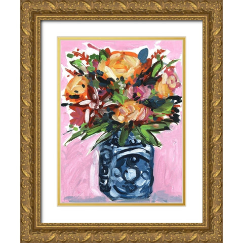 Bouquet in a vase III Gold Ornate Wood Framed Art Print with Double Matting by Wang, Melissa