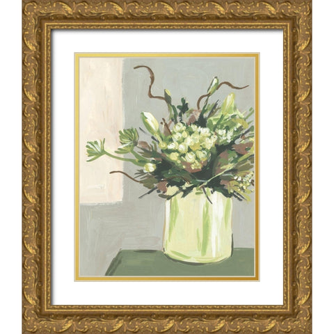 Elegant Floral I Gold Ornate Wood Framed Art Print with Double Matting by Wang, Melissa