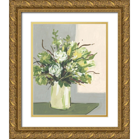 Elegant Floral II Gold Ornate Wood Framed Art Print with Double Matting by Wang, Melissa