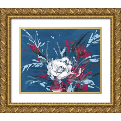 Blooming Night IV Gold Ornate Wood Framed Art Print with Double Matting by Wang, Melissa