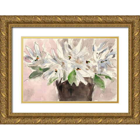 Magnolia Watercolor Study I Gold Ornate Wood Framed Art Print with Double Matting by Dixon, Samuel