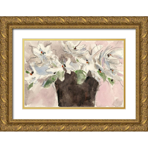 Magnolia Watercolor Study II Gold Ornate Wood Framed Art Print with Double Matting by Dixon, Samuel