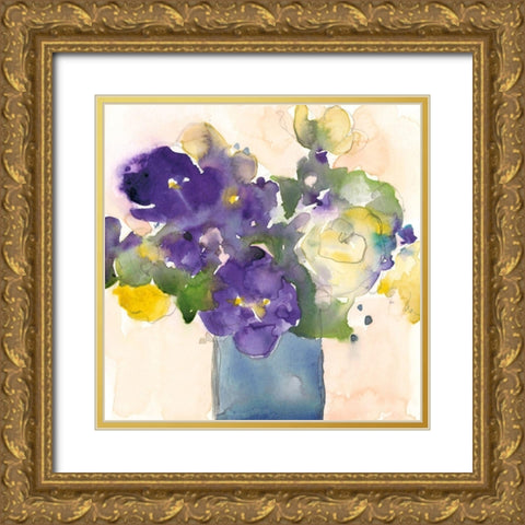 Floral Beauties I Gold Ornate Wood Framed Art Print with Double Matting by Dixon, Samuel