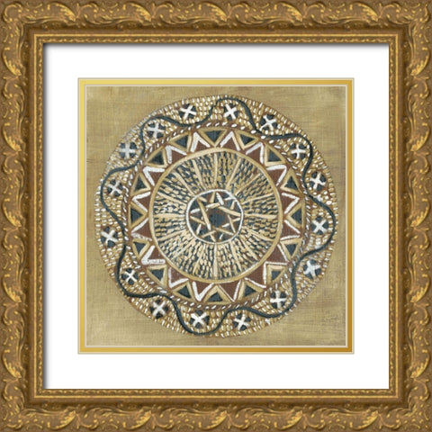 Woven Round I Gold Ornate Wood Framed Art Print with Double Matting by Zarris, Chariklia