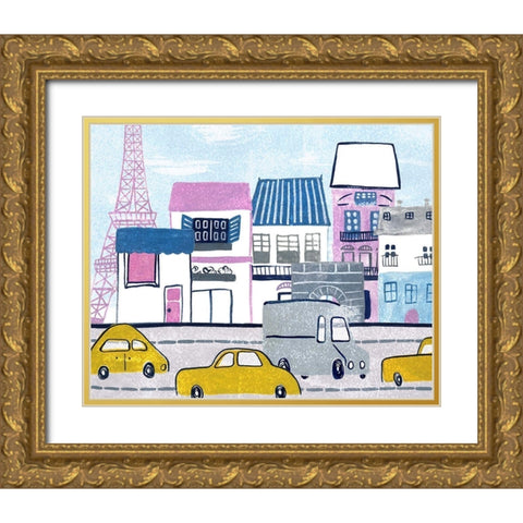 Bonjour Paris I Gold Ornate Wood Framed Art Print with Double Matting by Wang, Melissa