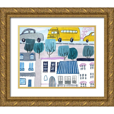 Bonjour Paris II Gold Ornate Wood Framed Art Print with Double Matting by Wang, Melissa