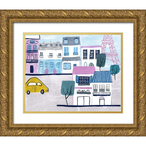 Bonjour Paris III Gold Ornate Wood Framed Art Print with Double Matting by Wang, Melissa