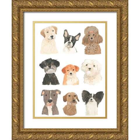 Doggos and Puppers II Gold Ornate Wood Framed Art Print with Double Matting by Vess, June Erica