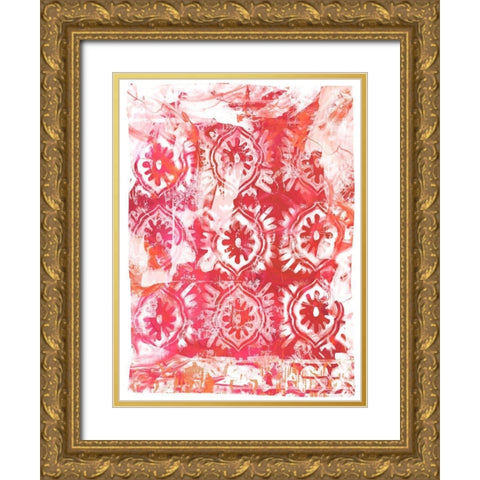 Global Fuchsia I Gold Ornate Wood Framed Art Print with Double Matting by Vess, June Erica