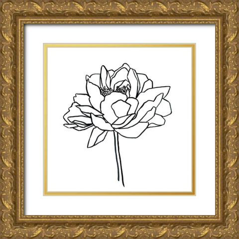 Peony Contour II Gold Ornate Wood Framed Art Print with Double Matting by Scarvey, Emma