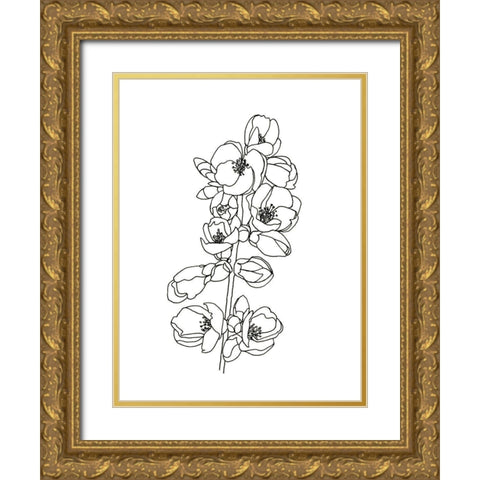 Quince Blossom Contour I Gold Ornate Wood Framed Art Print with Double Matting by Scarvey, Emma