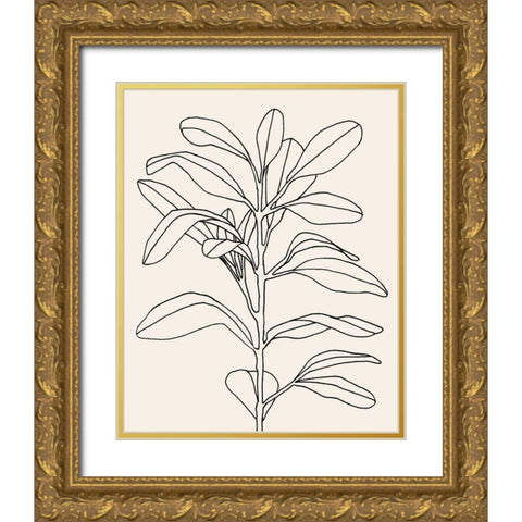 Olive Branch Contour I Gold Ornate Wood Framed Art Print with Double Matting by Scarvey, Emma