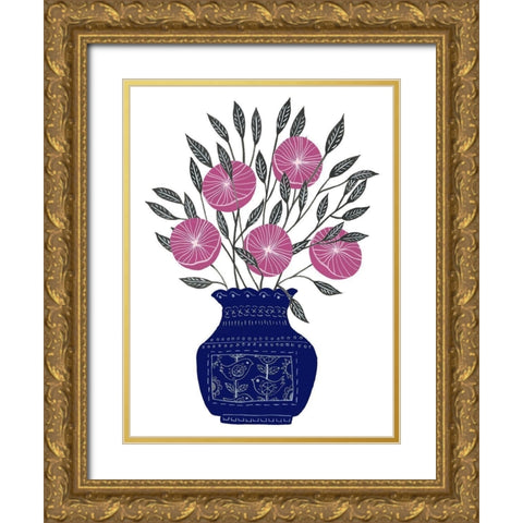 Painted Vase IV Gold Ornate Wood Framed Art Print with Double Matting by Wang, Melissa