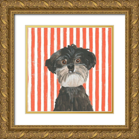 Parlor Pooches I Gold Ornate Wood Framed Art Print with Double Matting by Vess, June Erica