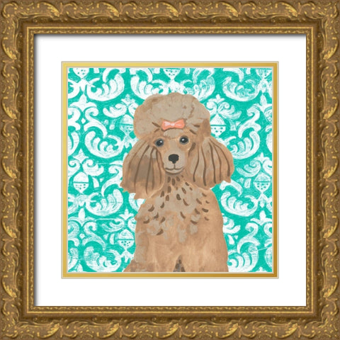 Parlor Pooches II Gold Ornate Wood Framed Art Print with Double Matting by Vess, June Erica