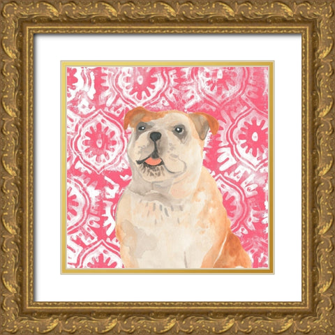 Parlor Pooches V Gold Ornate Wood Framed Art Print with Double Matting by Vess, June Erica