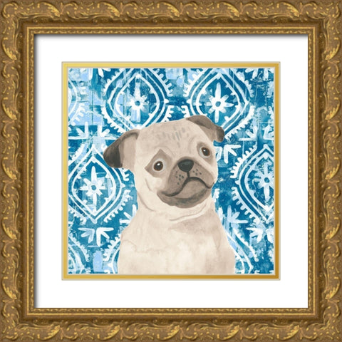 Parlor Pooches VII Gold Ornate Wood Framed Art Print with Double Matting by Vess, June Erica