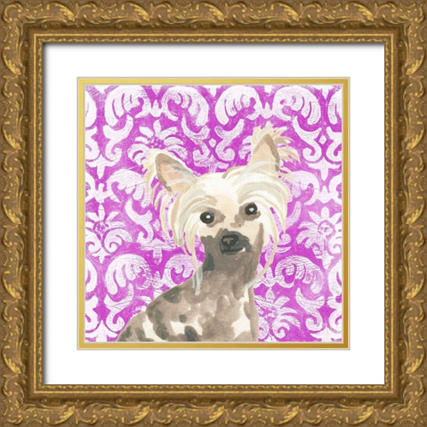 Parlor Pooches IX Gold Ornate Wood Framed Art Print with Double Matting by Vess, June Erica
