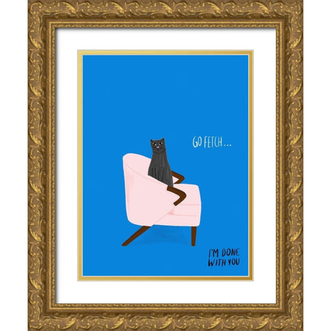 Mod Cats II Gold Ornate Wood Framed Art Print with Double Matting by Blanckslate