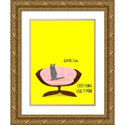 Mod Cats V Gold Ornate Wood Framed Art Print with Double Matting by Blanckslate