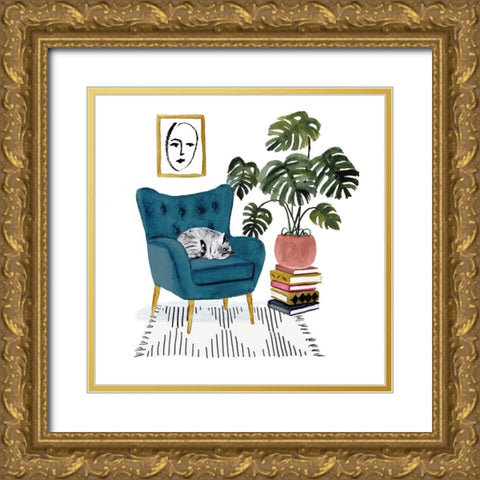 Homebody I Gold Ornate Wood Framed Art Print with Double Matting by Borges, Victoria