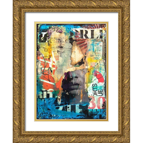Collage Head Gold Ornate Wood Framed Art Print with Double Matting by Ashley, Erin
