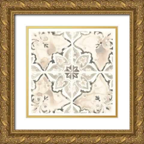 Monochrome Motif I Gold Ornate Wood Framed Art Print with Double Matting by Vess, June Erica