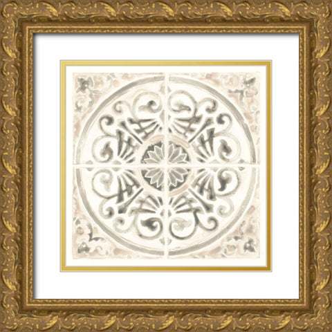 Monochrome Motif II Gold Ornate Wood Framed Art Print with Double Matting by Vess, June Erica