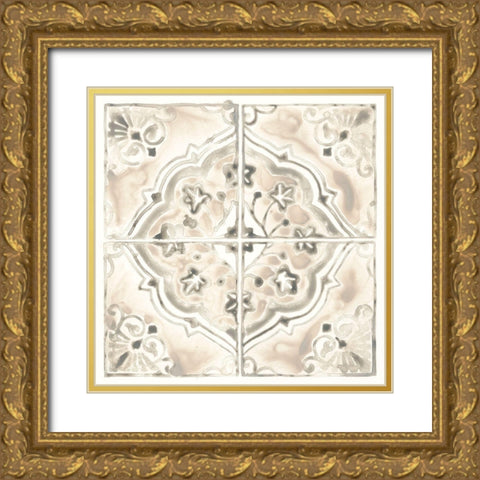 Monochrome Motif IV Gold Ornate Wood Framed Art Print with Double Matting by Vess, June Erica