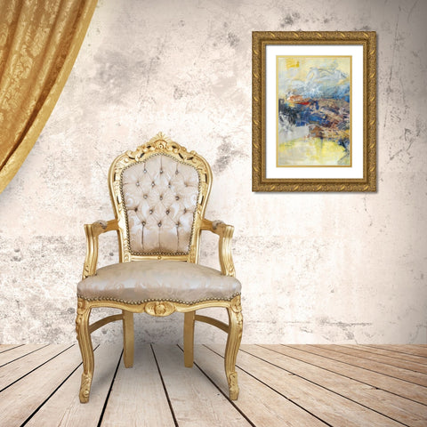 Textured Triptych I Gold Ornate Wood Framed Art Print with Double Matting by Fuchs, Jodi