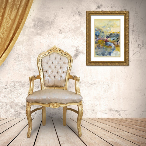 Textured Triptych II Gold Ornate Wood Framed Art Print with Double Matting by Fuchs, Jodi